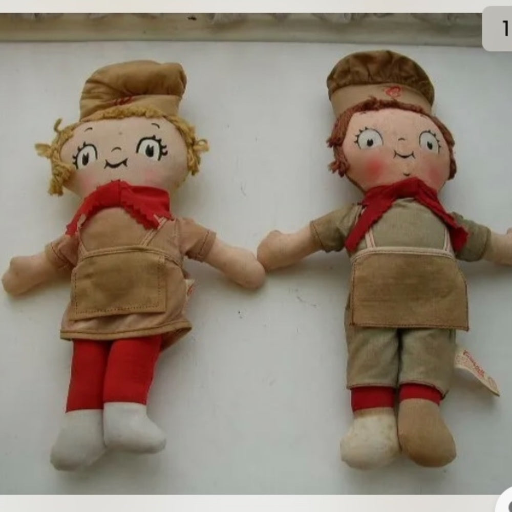 1960s, Knickerbocker Pair of Campbell Chefs Advertising Dolls