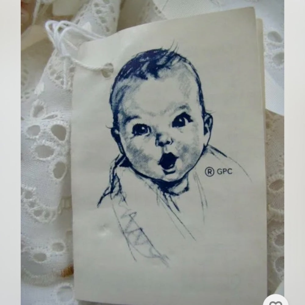 Vintage, Advertising Gerber Baby in Christening Gown Basket and Beddings