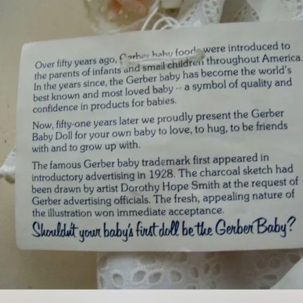 Vintage, Advertising Gerber Baby in Christening Gown Basket and Beddings