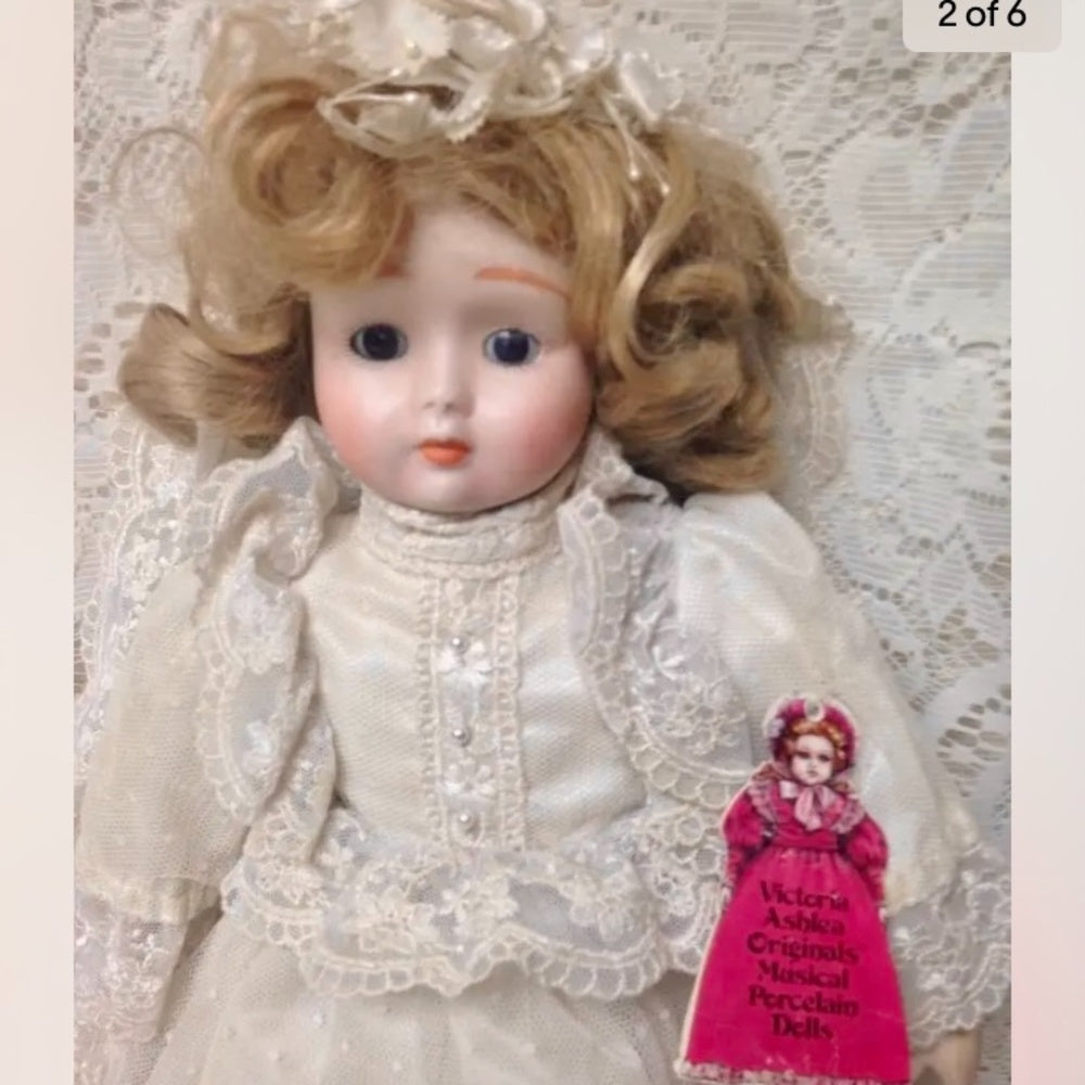 Vintage, House of Goebel-Global Art, Germany, 16in Musical Porcelain Bride Doll