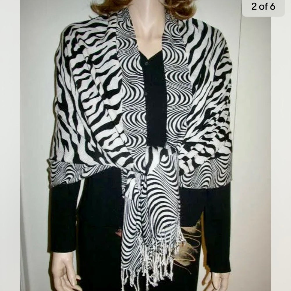 Fabulous, Soft, Black and White Animal Print Scarf, Wrap, Shawl, etc.