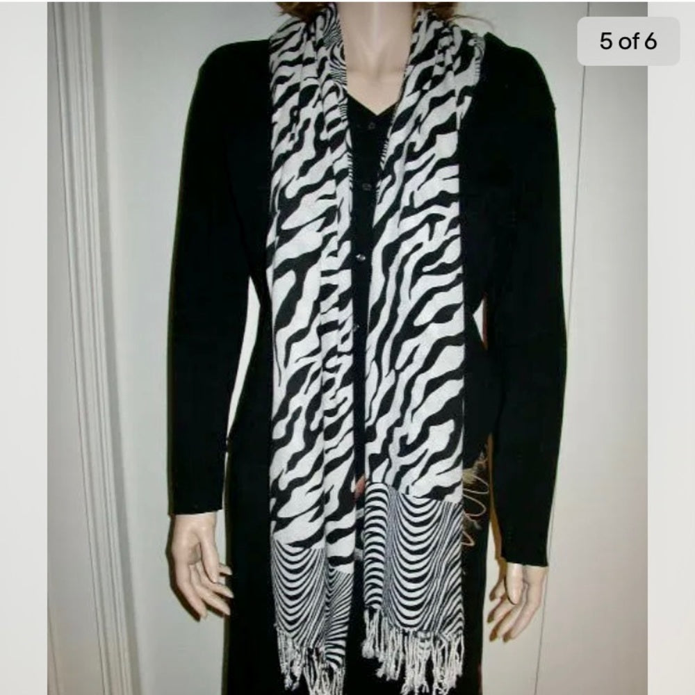 Fabulous, Soft, Black and White Animal Print Scarf, Wrap, Shawl, etc.