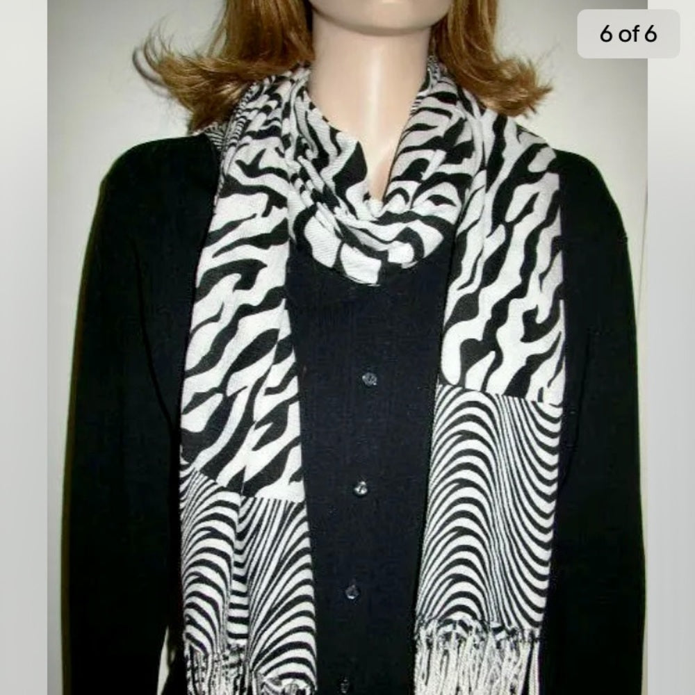 Fabulous, Soft, Black and White Animal Print Scarf, Wrap, Shawl, etc.
