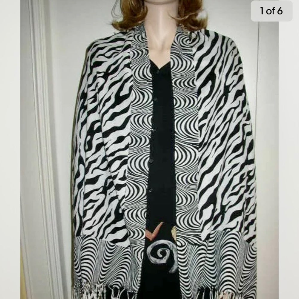 Fabulous, Soft, Black and White Animal Print Scarf, Wrap, Shawl, etc.
