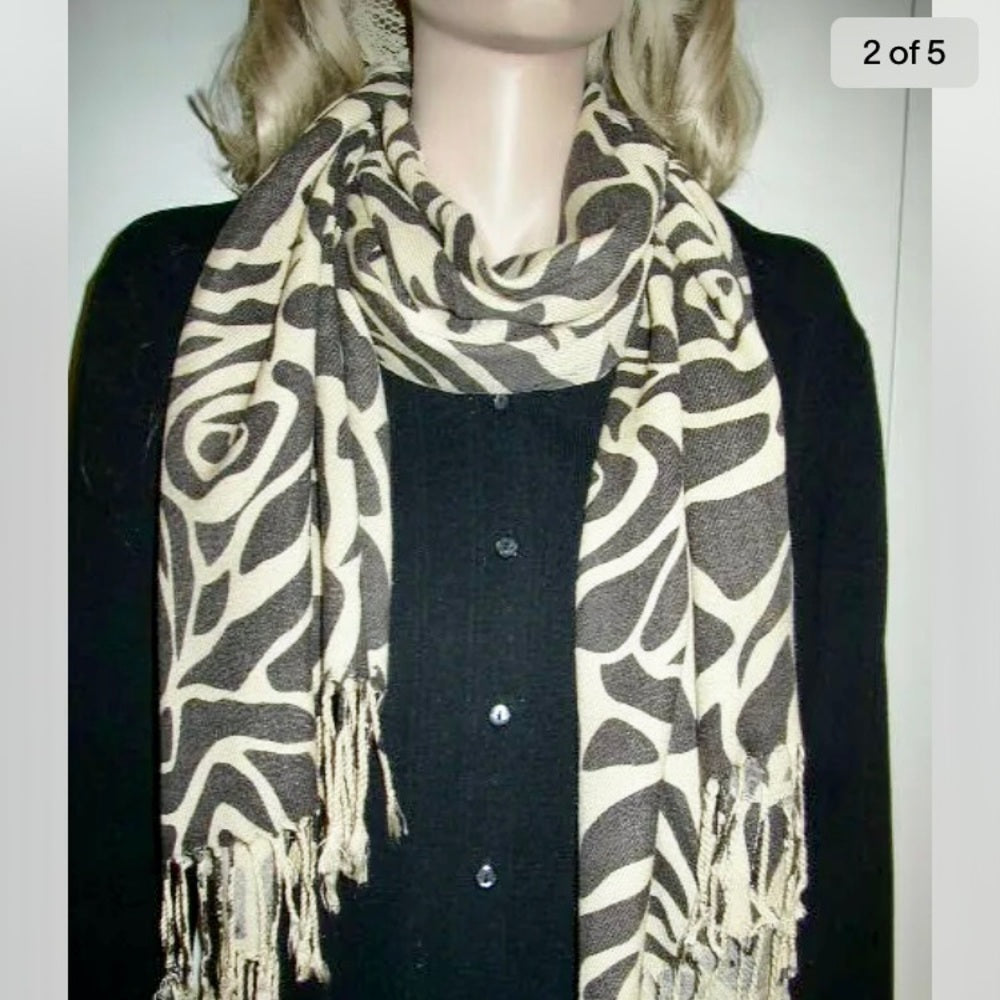 Beautiful, Soft, Brown and Beige Floral Scarf, Wrap, Shawl, etc.