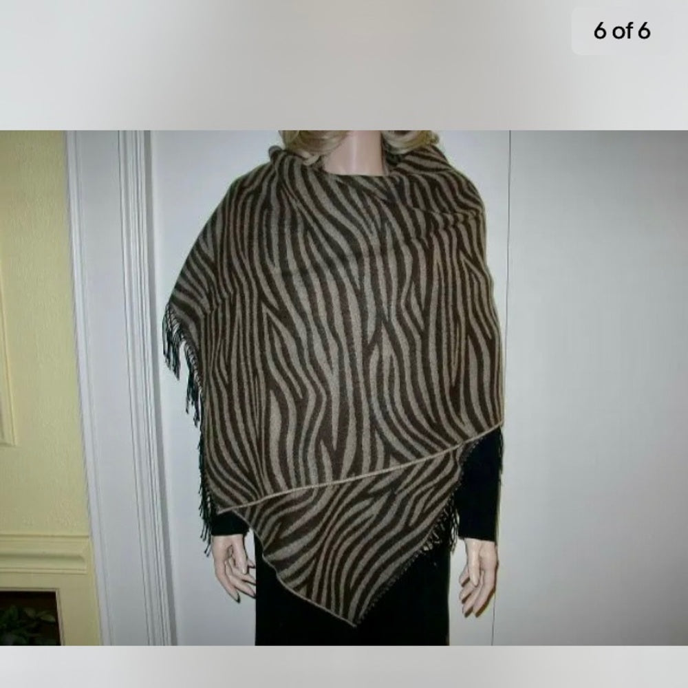 Beautiful, Brown and Black Wool Animal Print Scarf, Wrap, Shawl, etc.
