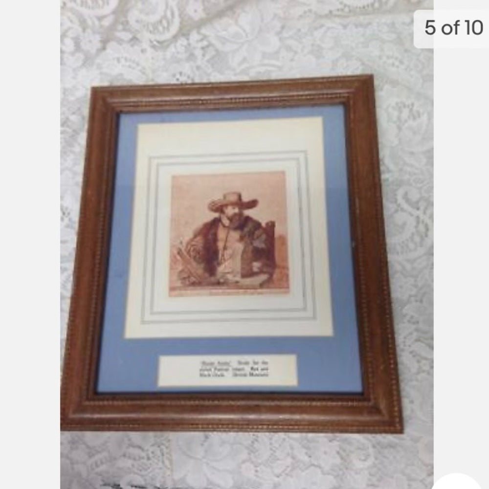 Antique (1906), Rembrandt Van Rijn, Rare Red Chalk Etching of The Preacher- 1640