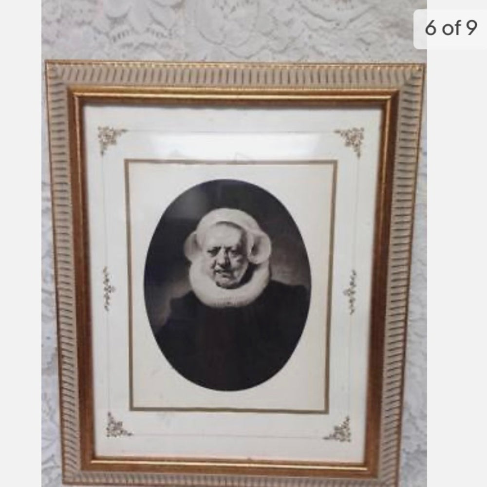 Antique (1906), Rare Etching of a Portrait of an Old Lady, By Rembrandt Van Rijn