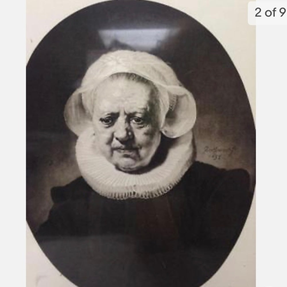 Antique (1906), Rare Etching of a Portrait of an Old Lady, By Rembrandt Van Rijn