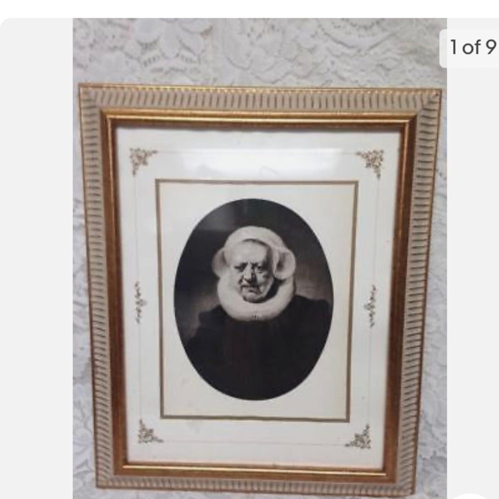 Antique (1906), Rare Etching of a Portrait of an Old Lady, By Rembrandt Van Rijn