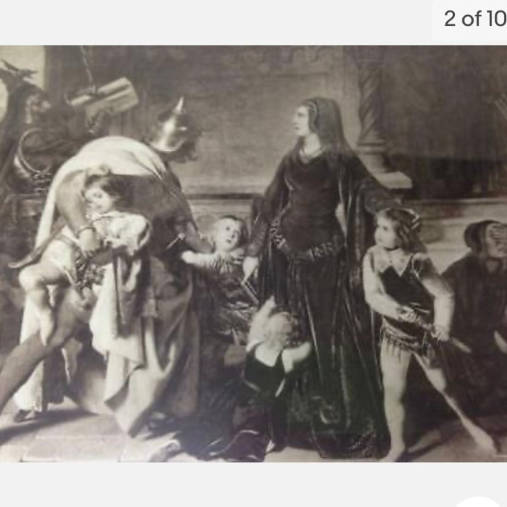 Antique 19th C, Rare Etching of the Arrest of Queen Helene (1266) by Carolous