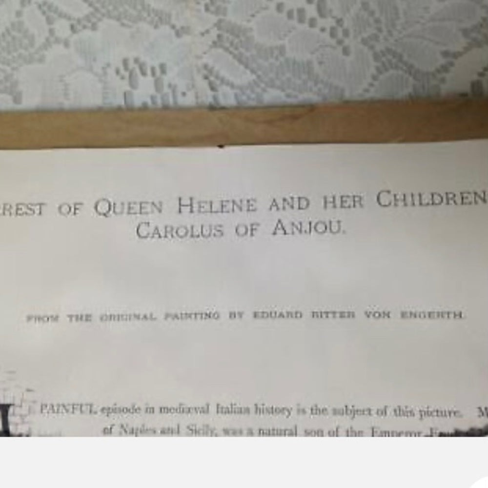 Antique 19th C, Rare Etching of the Arrest of Queen Helene (1266) by Carolous