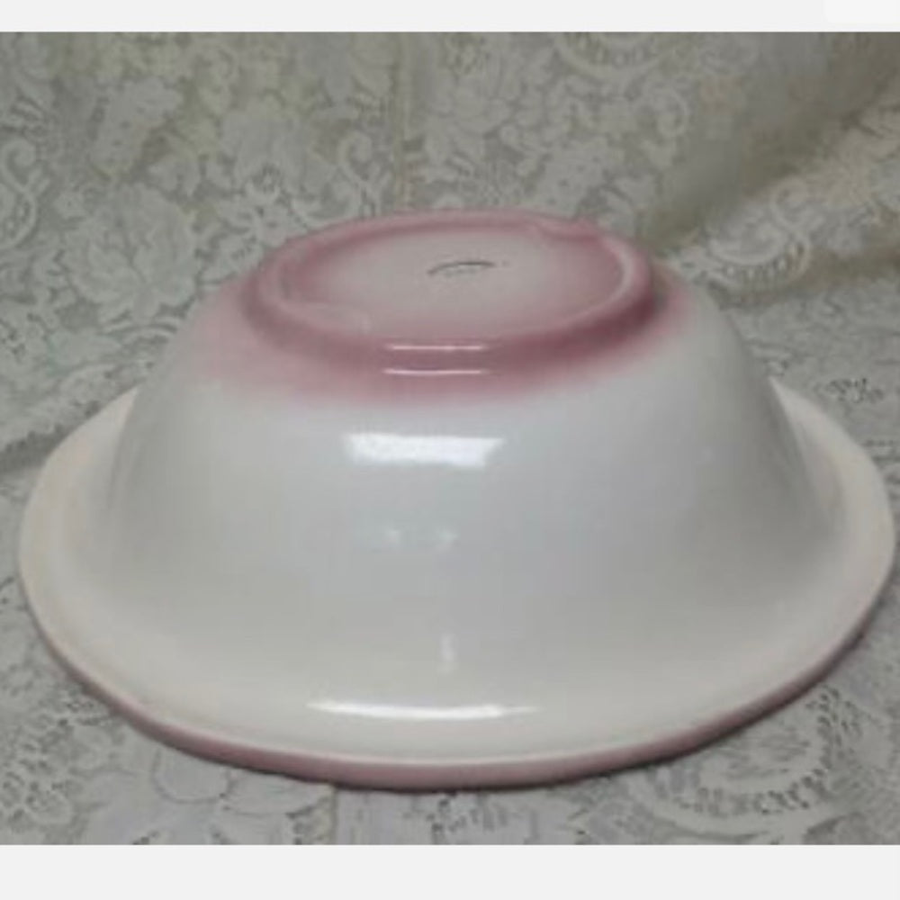 Vintage, Large, 12in H x 10in Pink Floral Pitcher With 16in Washbowl