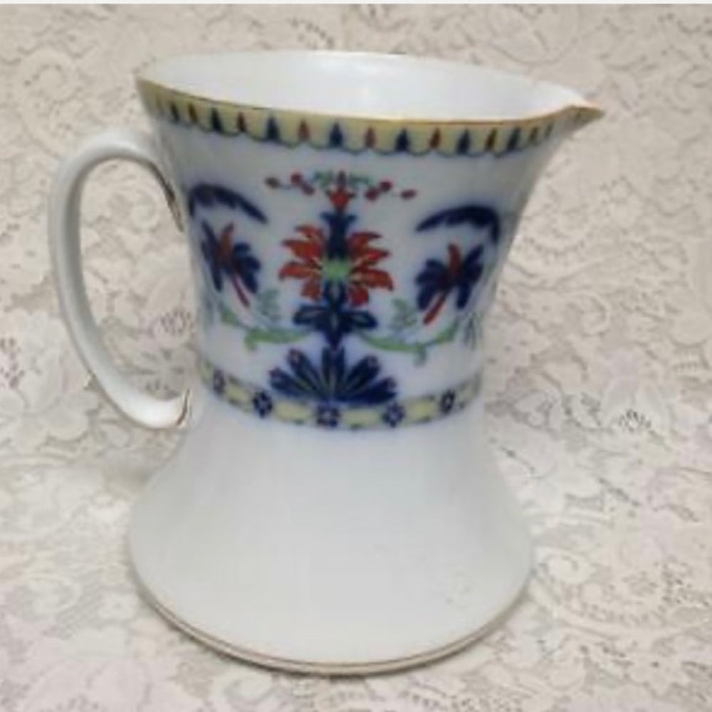 Antique, Rare, Bisto England, Flow Blue Floral, XL 16in Wash Bowl & 9.5in Pitc