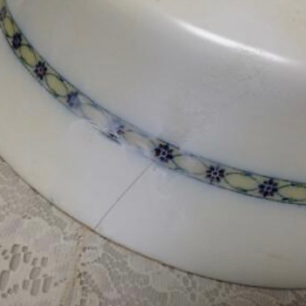 Antique, Rare, Bisto England, Flow Blue Floral, XL 16in Wash Bowl & 9.5in Pitc