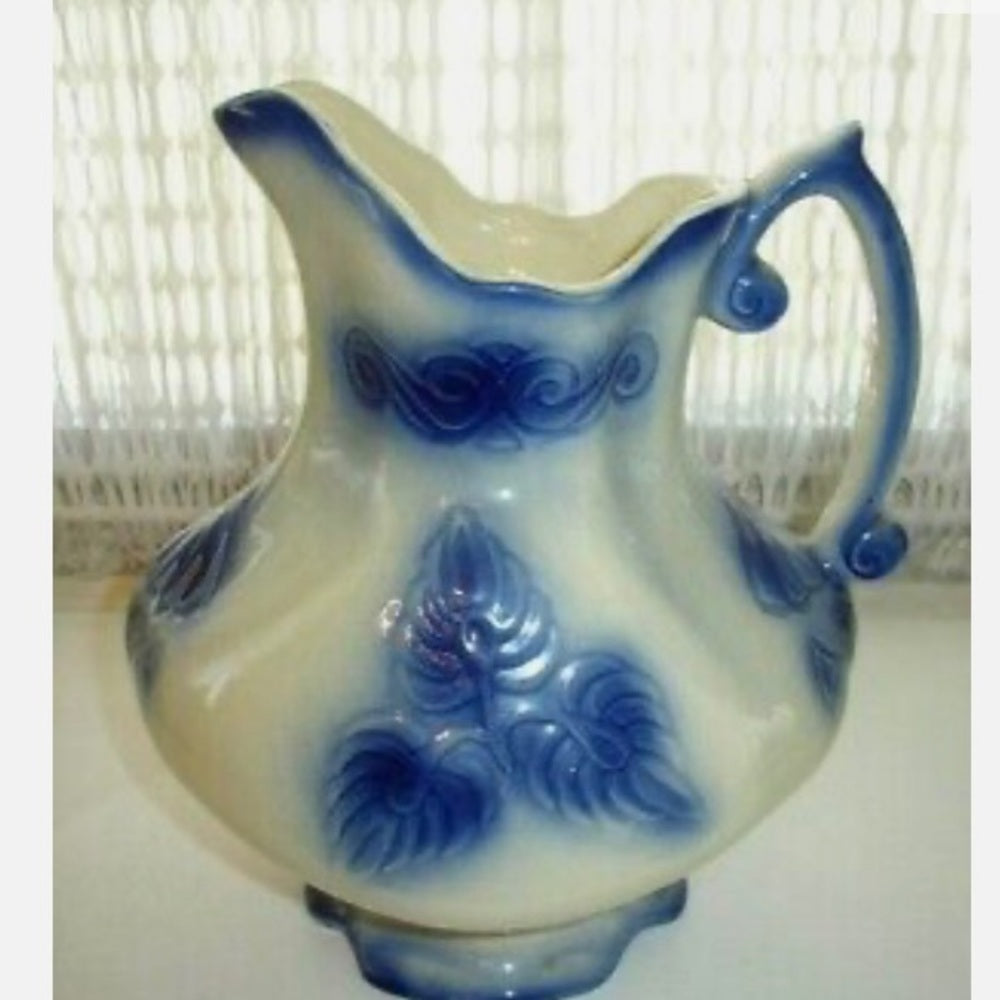 Vintage, Rare, Large, Flow Blue Style Pitcher and Bowl Set