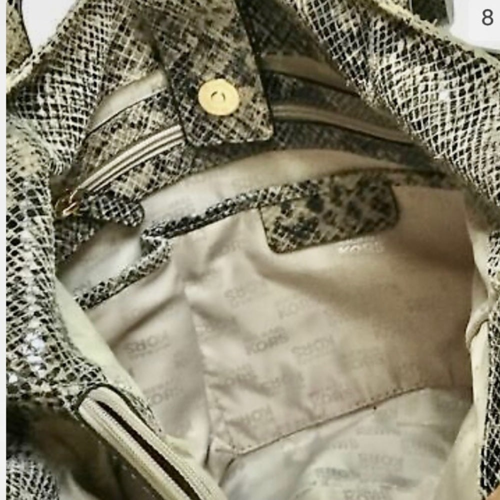 Michael Kors Faux Snakeskin Designer Satchel Hand Bag