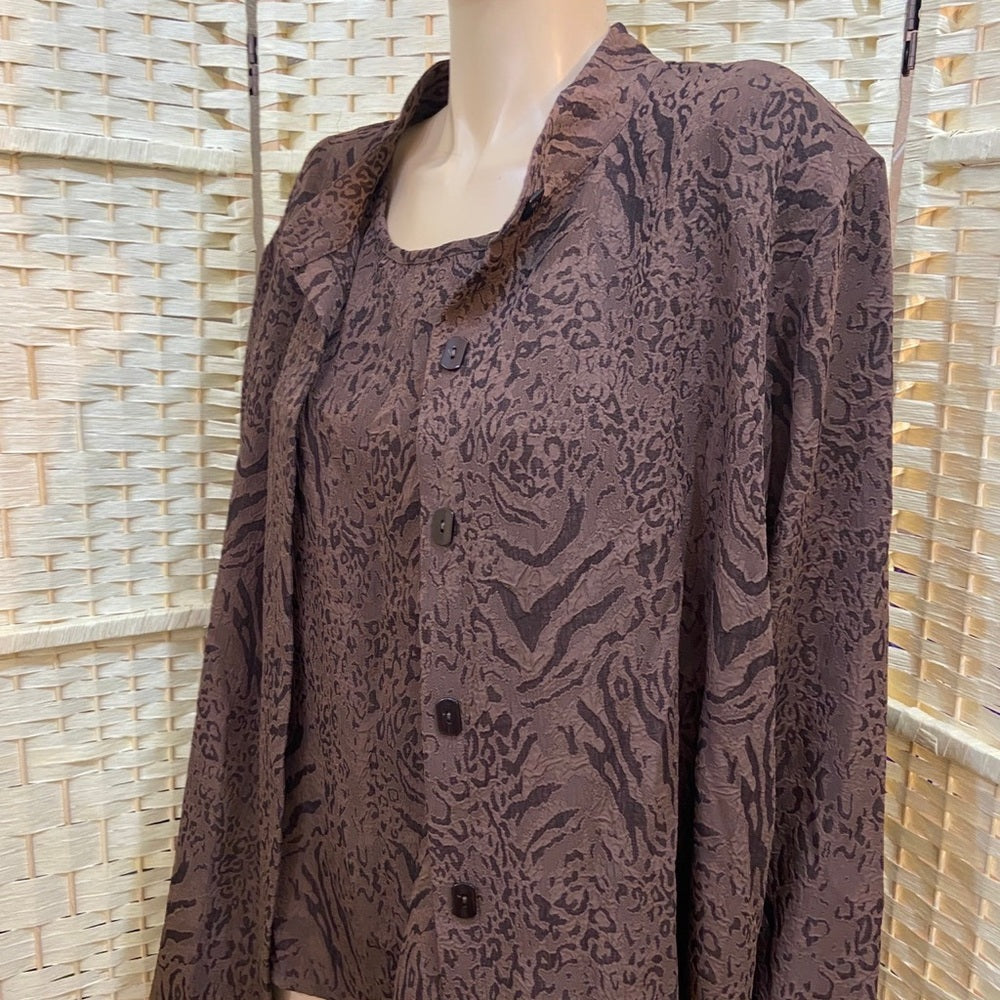 Susan Graver Brown Blouse with Tank top (Size 2XL)