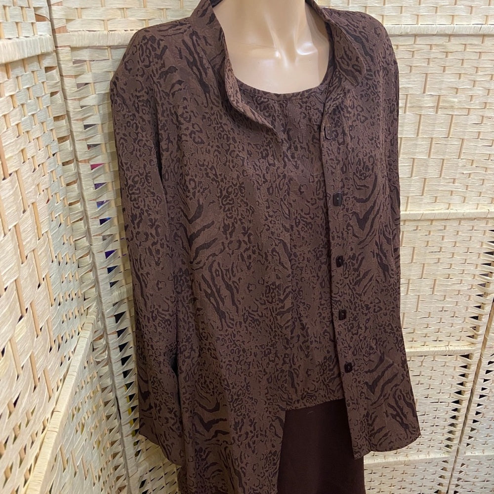 Susan Graver Brown Blouse with Tank top (Size 2XL)