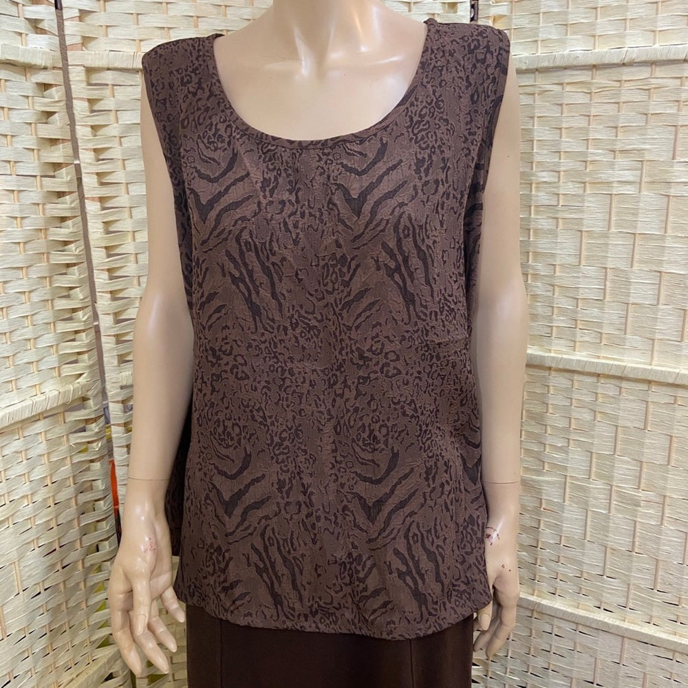 Susan Graver Brown Blouse with Tank top (Size 2XL)