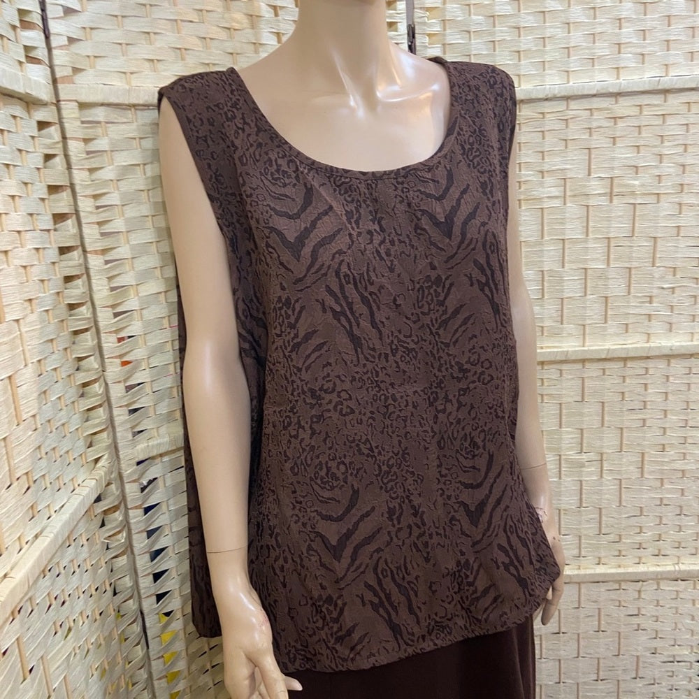 Susan Graver Brown Blouse with Tank top (Size 2XL)