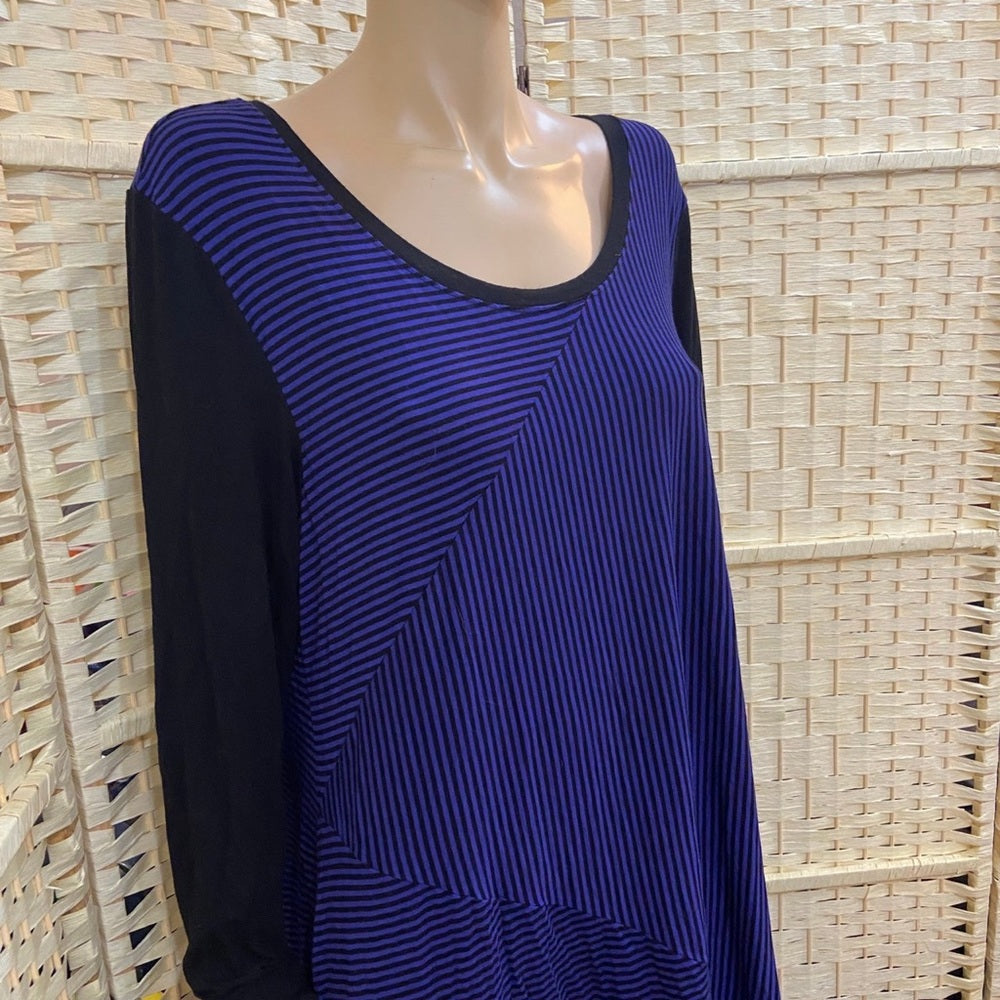 Philosophy Black and Purple Striped Tunic -Dress Size L-2XL