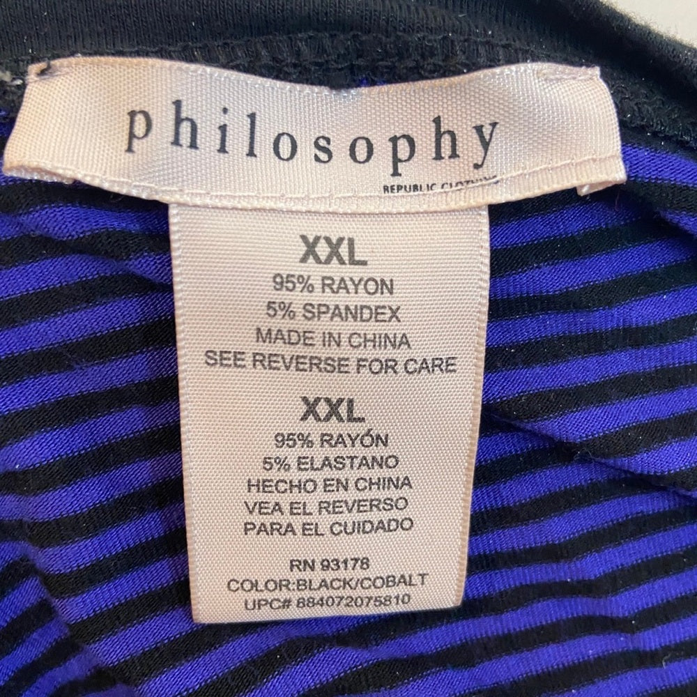 Philosophy Black and Purple Striped Tunic -Dress Size L-2XL