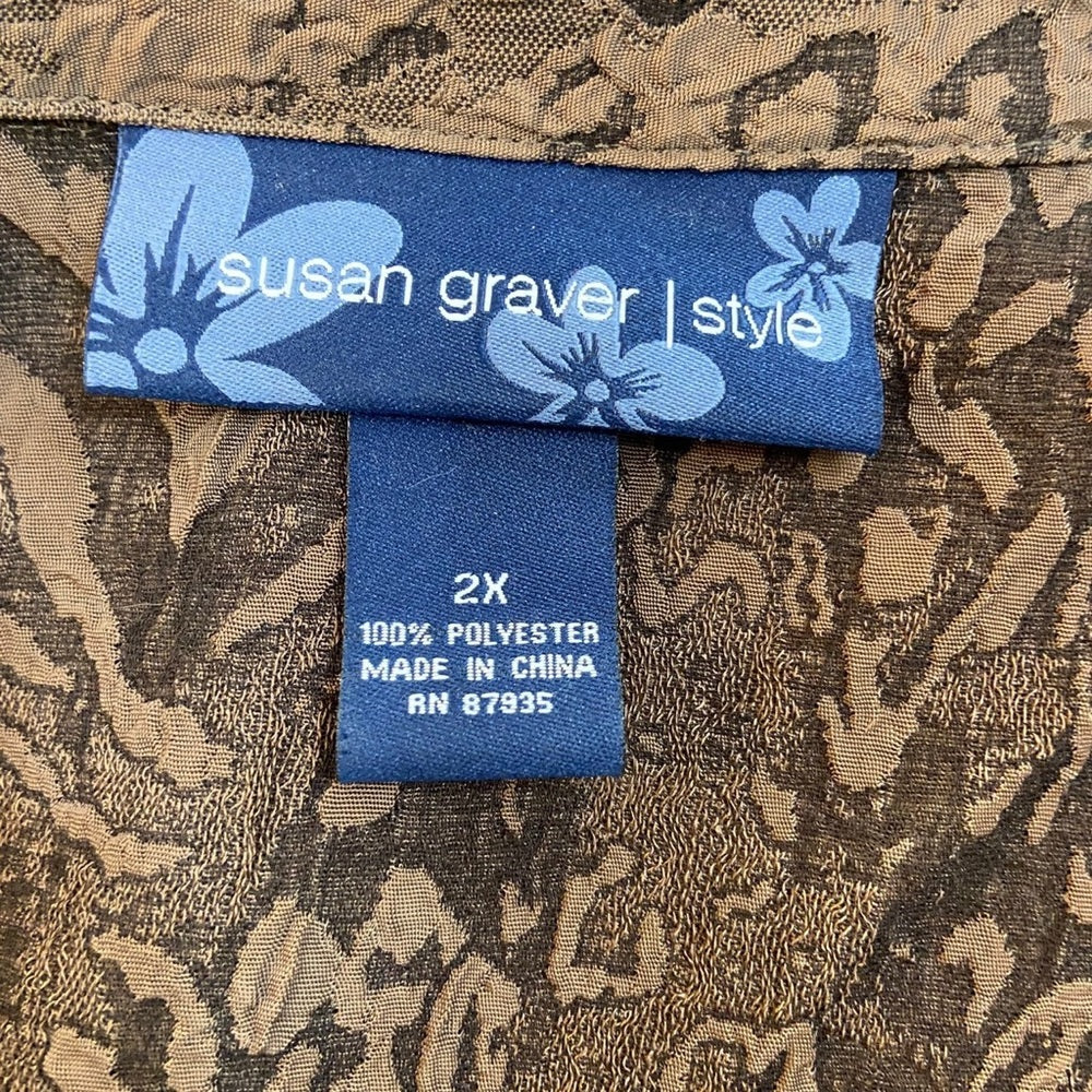 Susan Graver Brown Blouse with Tank top (Size 2XL)
