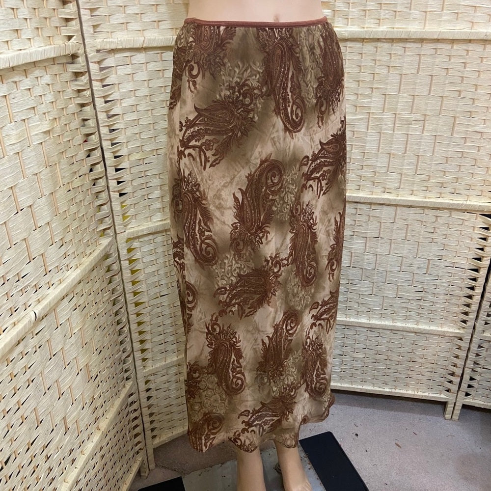 Erika, Brown Tan Paisley Skirt. Size M