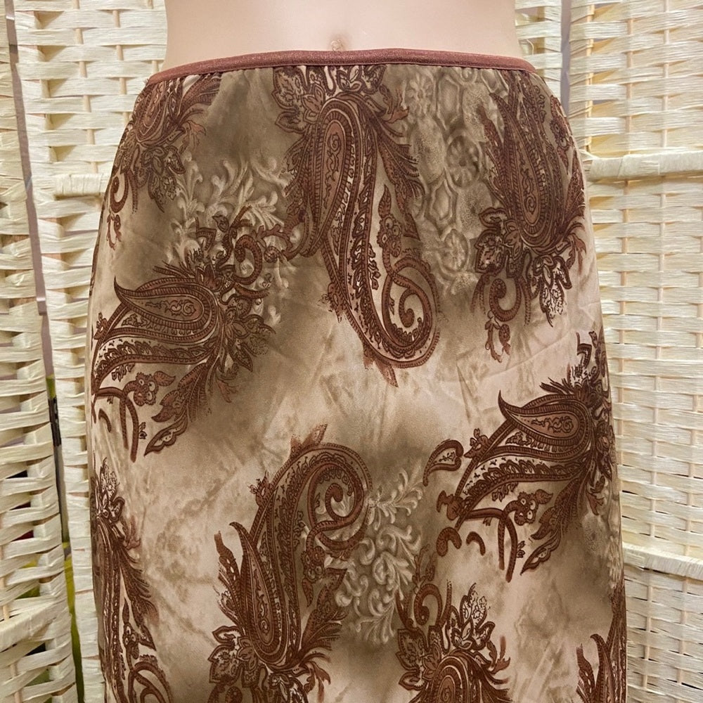 Erika, Brown Tan Paisley Skirt. Size M