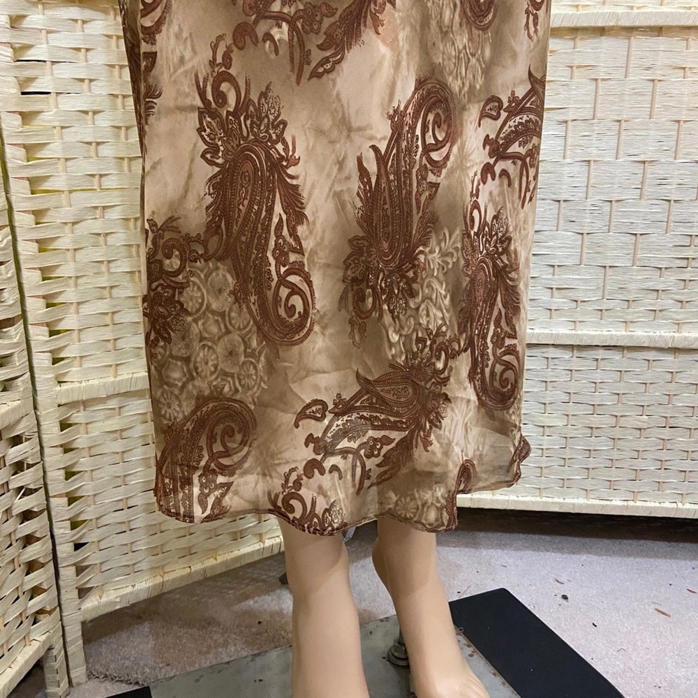 Erika, Brown Tan Paisley Skirt. Size M