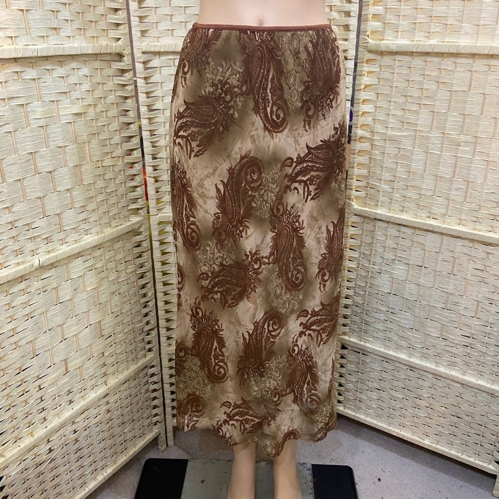 Erika, Brown Tan Paisley Skirt. Size M