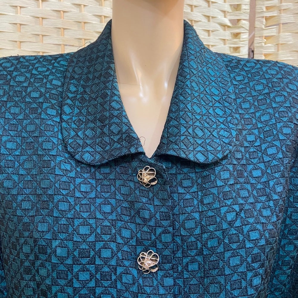 Leslie Fay 2pc Dark Teal Suit Outfit Set. (Size M-L)
