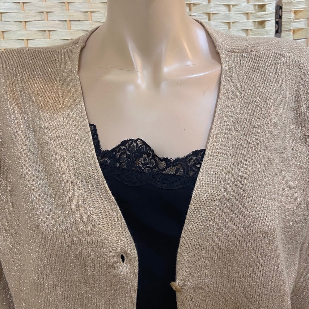 Covington Gold Sweater Cardigan Size L