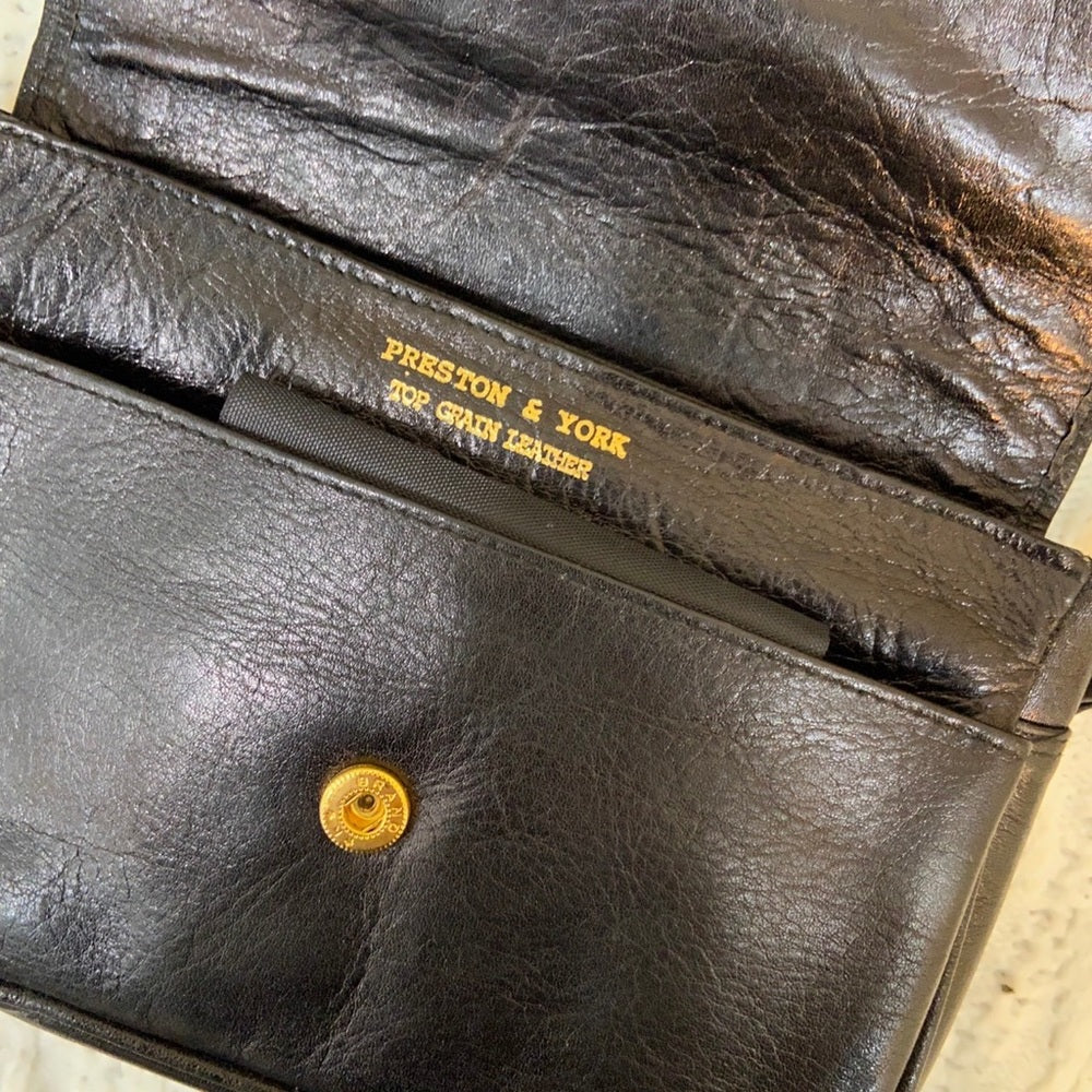 Preston & York Black Grain Leather Crossbody Bag 7in x 5in x 2in