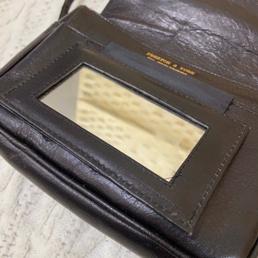 Preston & York Black Grain Leather Crossbody Bag 7in x 5in x 2in