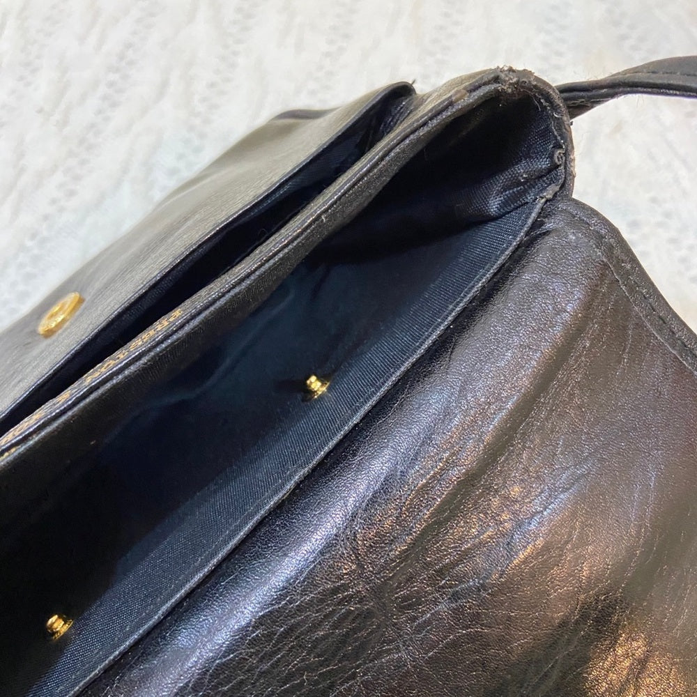 Preston & York Black Grain Leather Crossbody Bag 7in x 5in x 2in