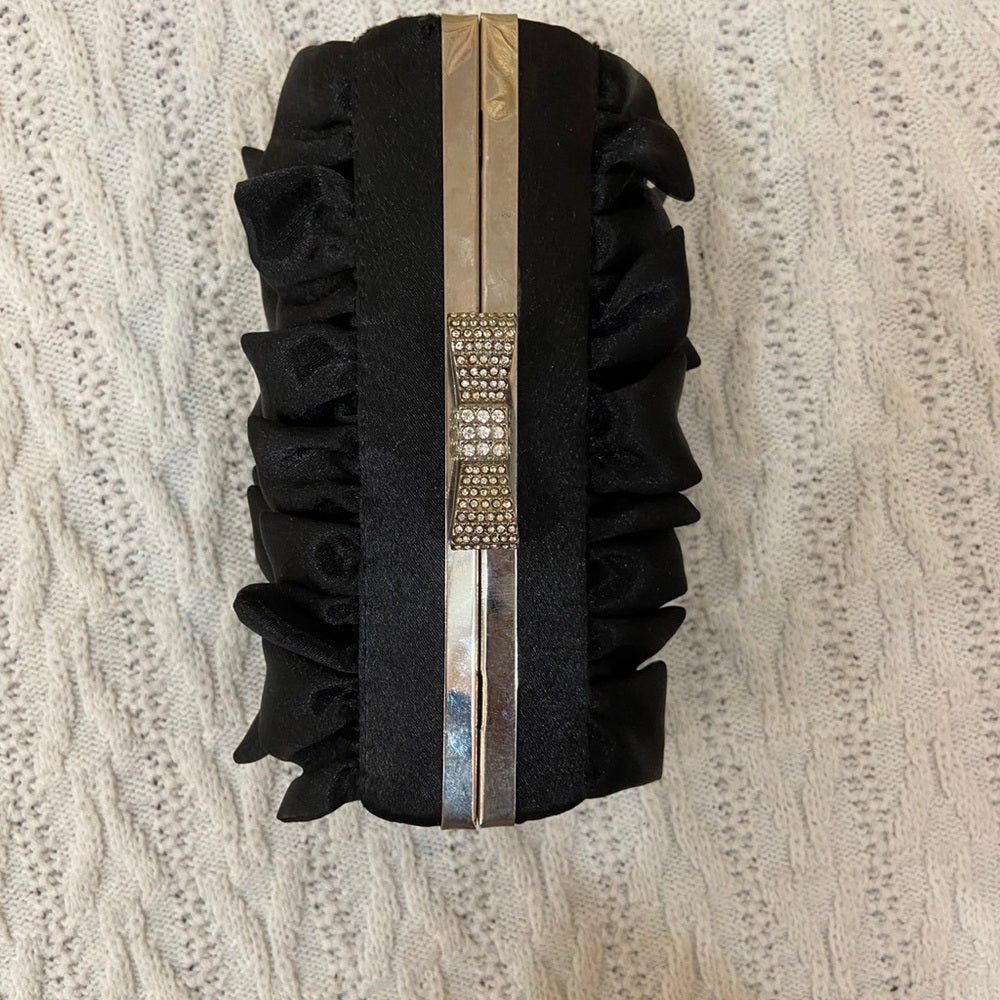 Expressions NYC Black Ruffled Boxy Evening Bag
