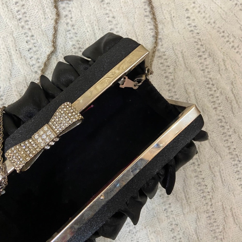 Expressions NYC Black Ruffled Boxy Evening Bag