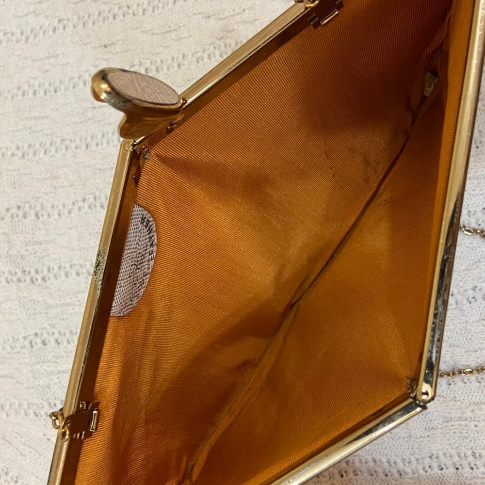Vintage Etra , Embossed Grayish Beige Lizard Leather Clutch -Shoulder Bag