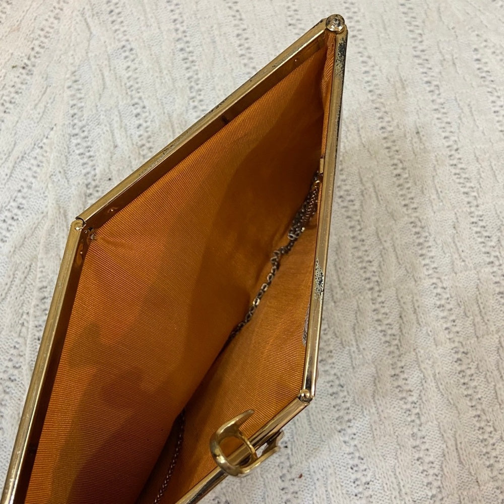 Vintage Etra , Embossed Grayish Beige Lizard Leather Clutch -Shoulder Bag