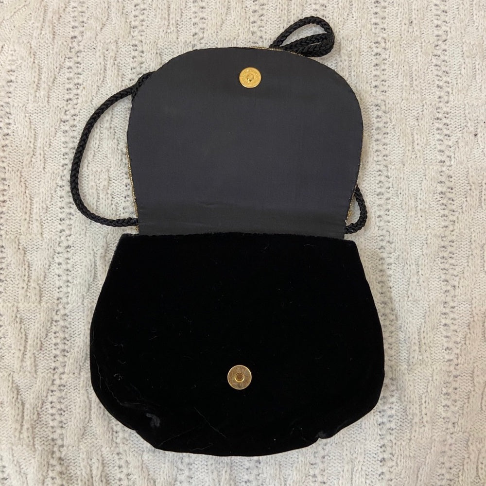 Vintage Sorpressa Black Velvet Beaded Evening Bag