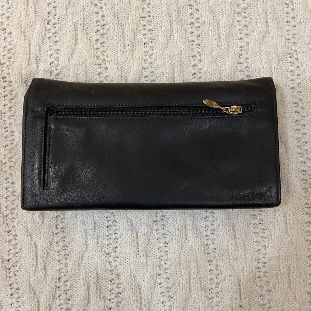 Vintage, Black Genuine Leather Long Wallet