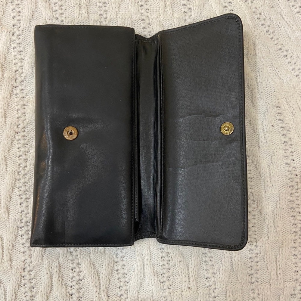 Vintage, Black Genuine Leather Long Wallet
