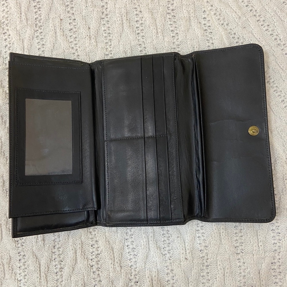 Vintage, Black Genuine Leather Long Wallet