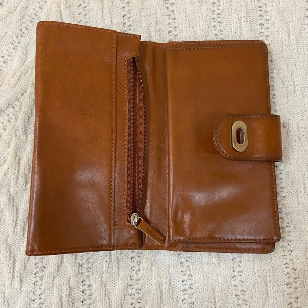 Vintage, Tan Genuine Leather Long Wallet