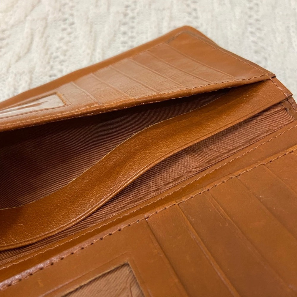Vintage, Tan Genuine Leather Long Wallet
