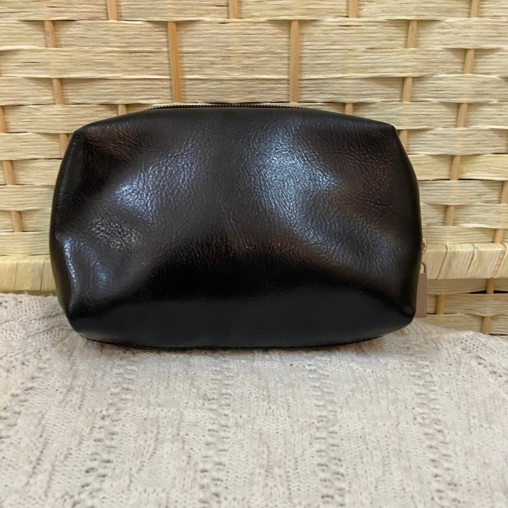 Vintage, MK Black Faux Leather Cosmetic Pouch