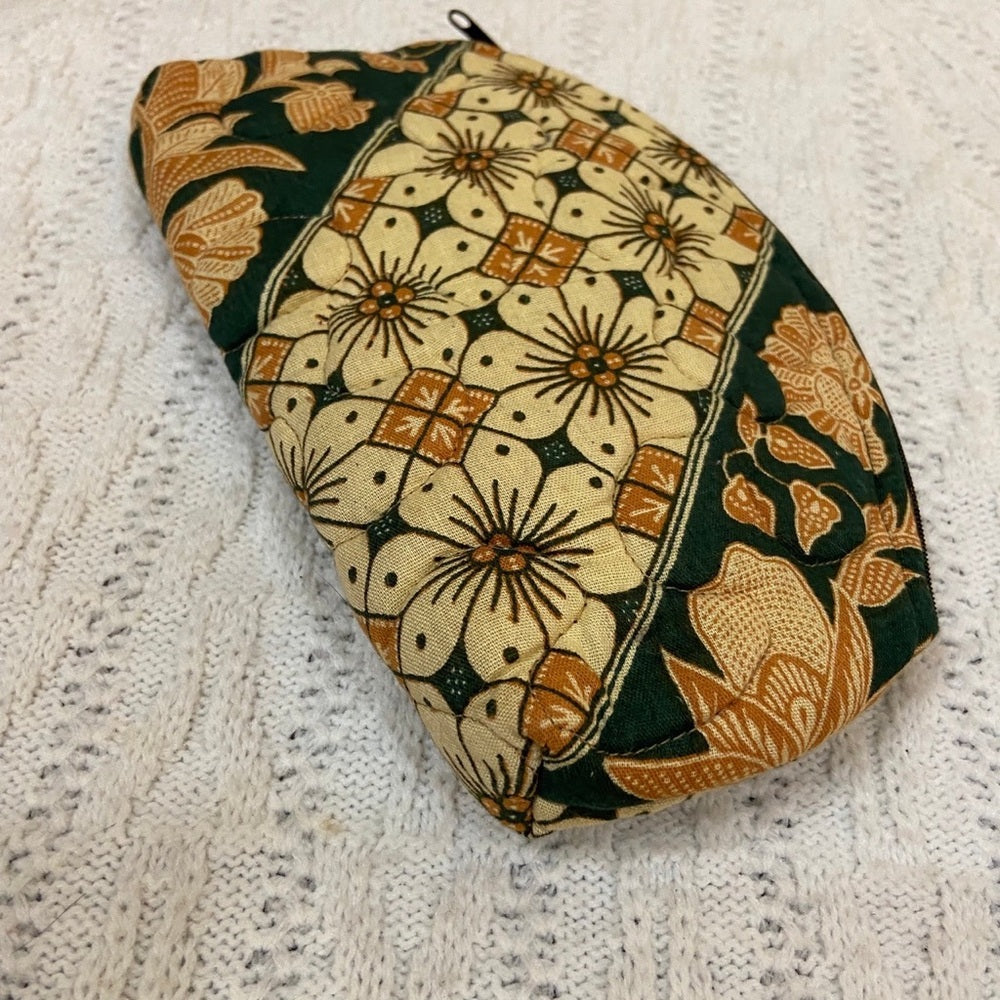 Vintage, Batik Fabric, Cosmetic Pouch with Coin Wallet