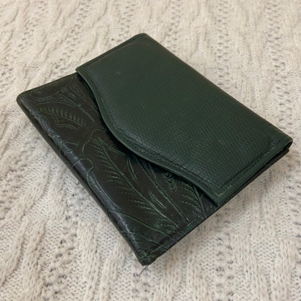 Vintage, Amity, Green Tooled Leather Compact Wallet